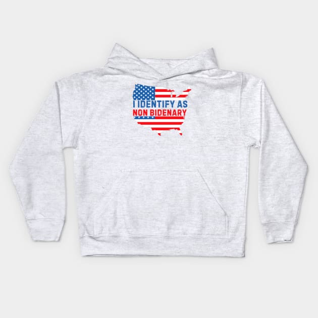 I identify as non Bidenary (v10) white Kids Hoodie by TreSiameseTee